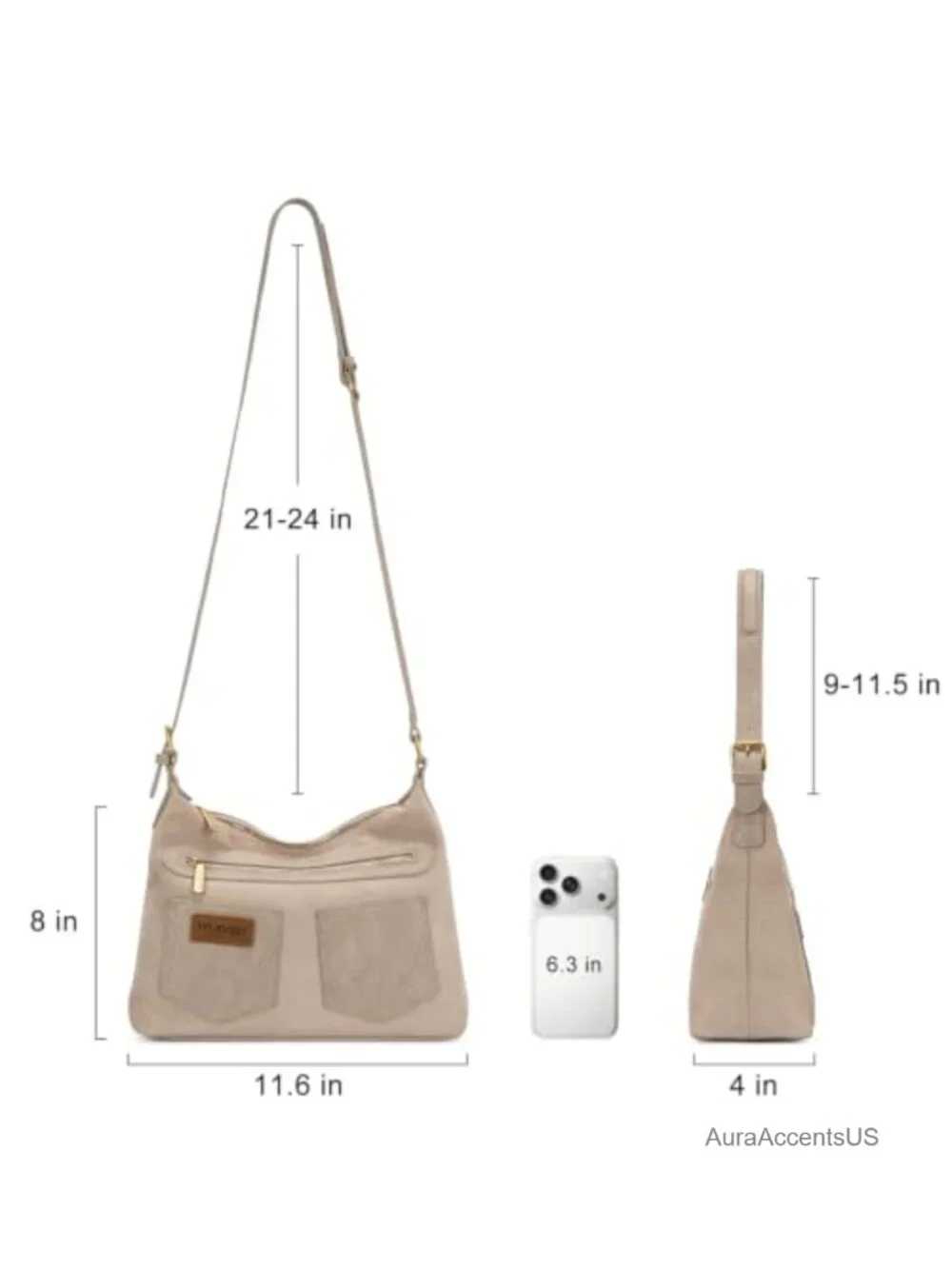 Faux Suede Slouchy Hobo Bag Crossbody Purse Women